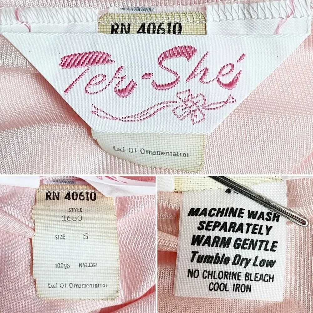 Vintage Ter-She Pink Nylon Lace Empire Maxi Nightgown 1680 Small 1970s NWT NEW - Picture 11 of 12